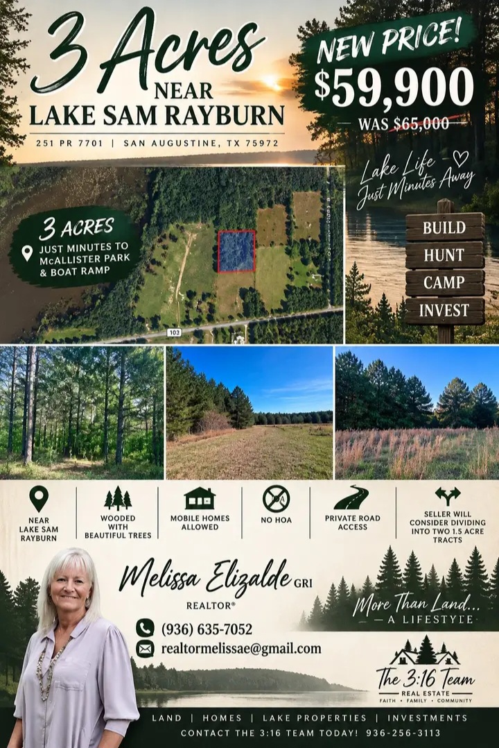 3 acres Land with beautiful trees for sale in San Augustine, TX in San Augustine County — Land