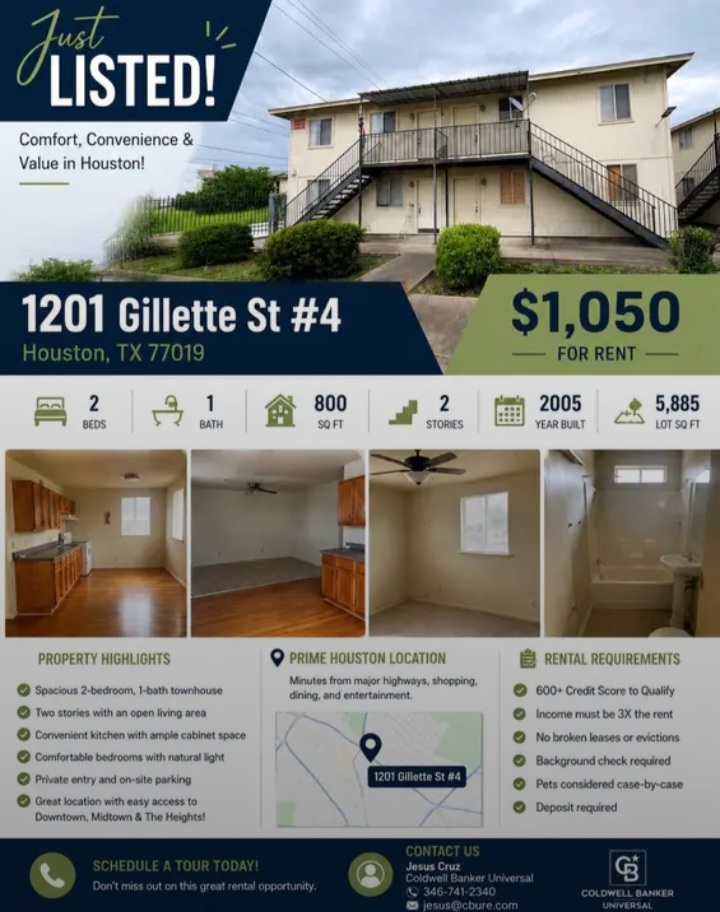 FOR RENT in 1201 Gillette St Houston - Apartments in Houston - Image 1 of 6