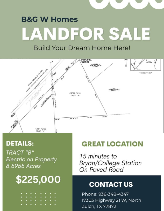 🏡 North Zulch Land for Sale – 8.5955 Acres (Tract B)